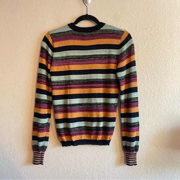 Scotch & Soda Multicolor Stripe Sheer Metallic Long Sleeve Sweater Womens XS - Picture 3 of 10